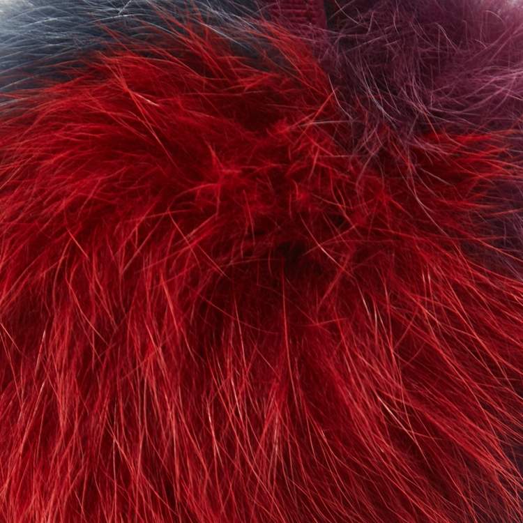Pre Owned Fendi Tricolor Fox Fur Pom Pom Bag Charm