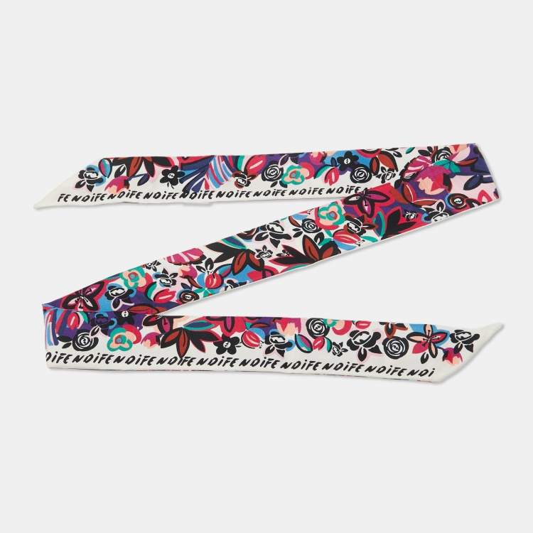 Fendi Multicolor Flower Print Silk Bandeau Scarf Fendi