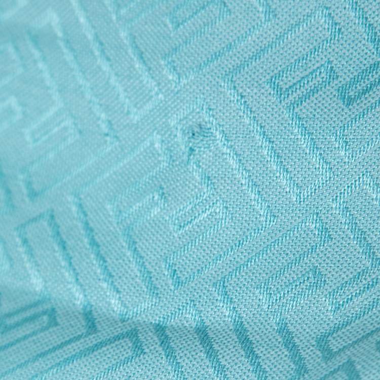 Pre Owned Fendi Blue FF Monogram Jacquard Silk & Wool Shawl 