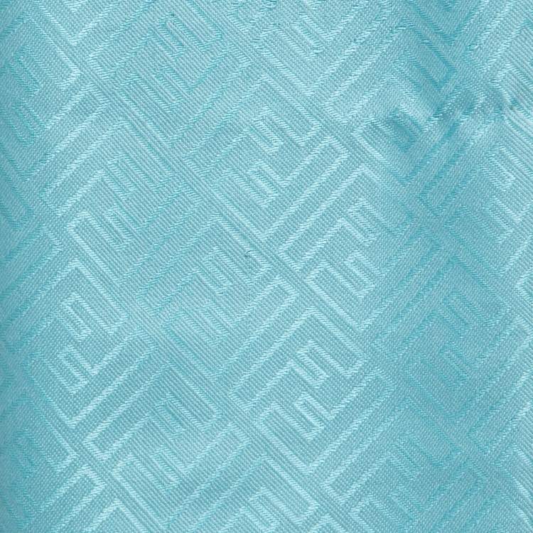 Pre Owned Fendi Blue FF Monogram Jacquard Silk & Wool Shawl 