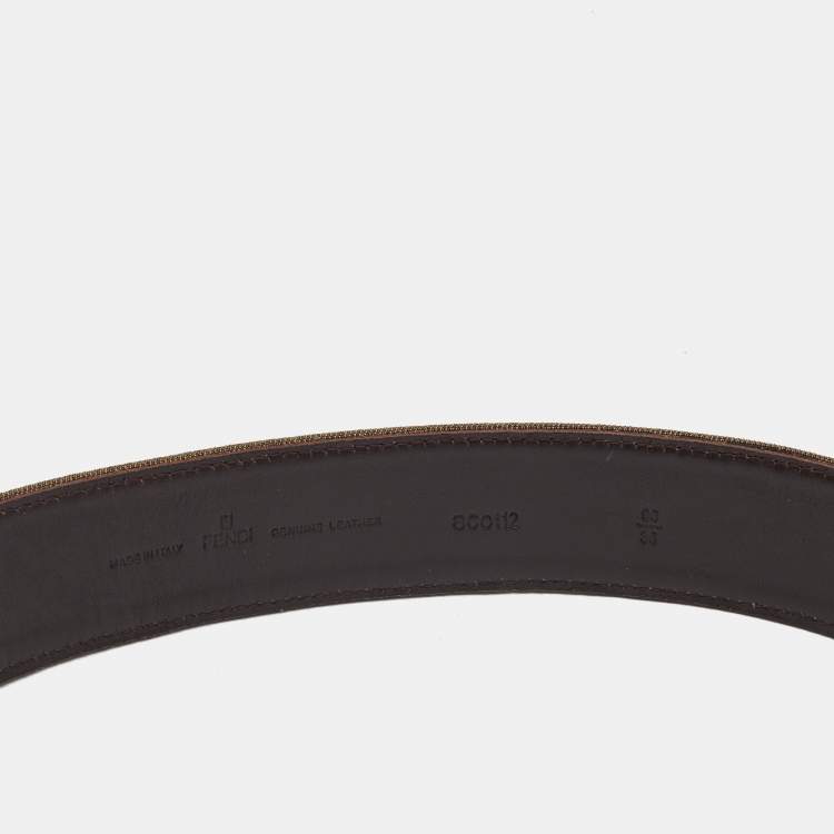 Pre Owned Fendi Tobacco Zucca Canvas and Leather FF Buckle Belt 90CM