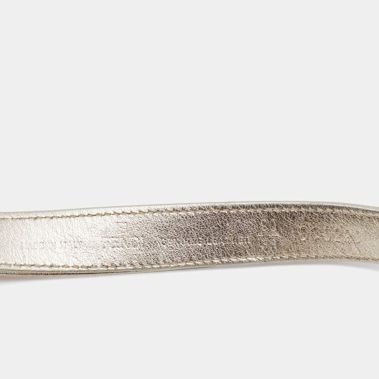 Pre Owned Fendi Metallic Leather Slim Waist Belt 90CM
