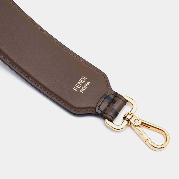 Pre Owned Fendi Brown Zucca Leather Strap You Bag Strap