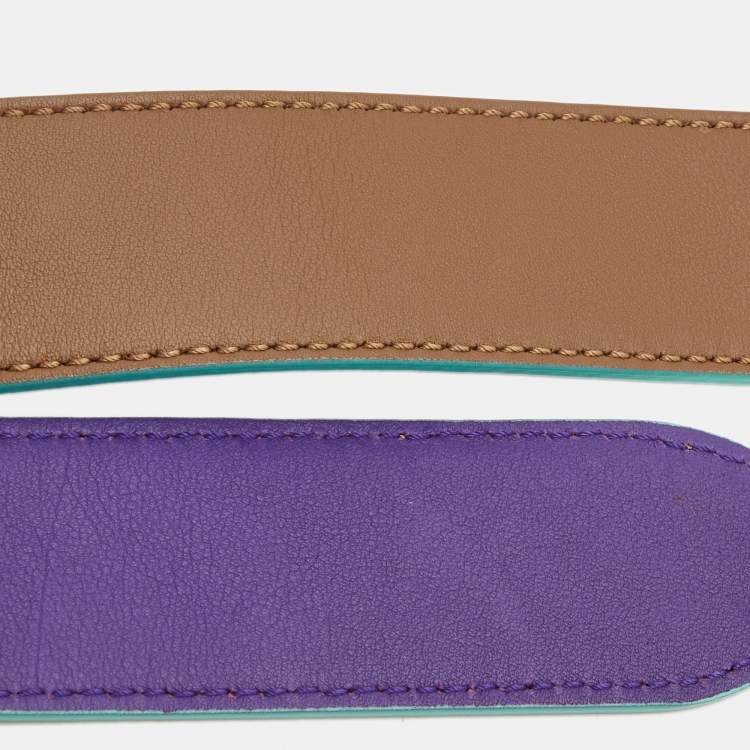 Pre Owned Fendi Purple/Beige Leather Shoulder Bag Strap 