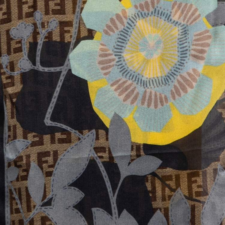 Pre Owned Fendi Multicolor FF FLoral Print Silk Stole