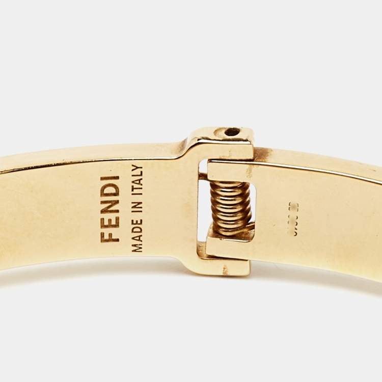 Pre Owned Fendi F is Fendi Bicolor Enamel Gold Tone Bracelet M