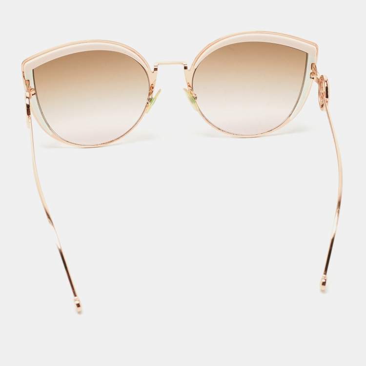 Pre Owned Fendi Pink/Rose Gold Tone FF 0290/S Gradient Cat Eye Sunglasses