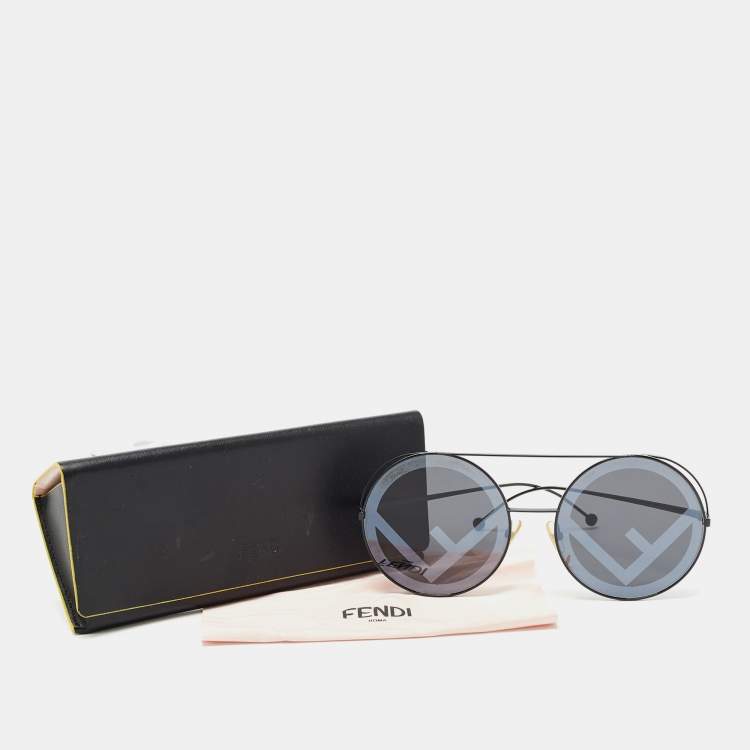 Pre Owned Fendi Black FF 0285/S Run Away Round Sunglasses