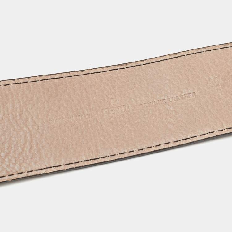 Pre Owned Fendi Beige Leather Double Buckle Belt 95CM