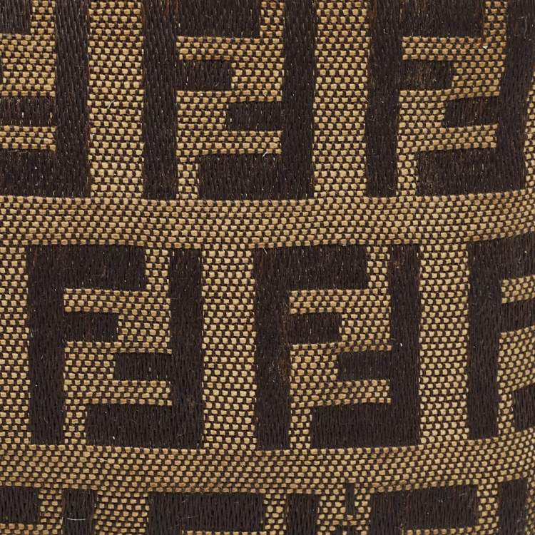 Pre Owned Fendi Tobacco Zucchino Canvas Pouch Key Ring