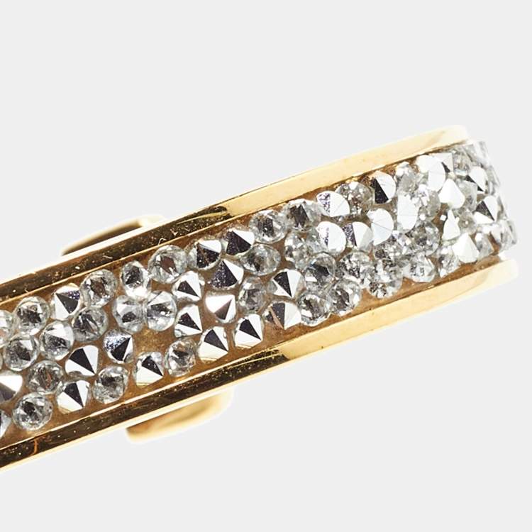 Pre Owned Fendi Fendista Crystal Studded Gold Tone Bracelet S