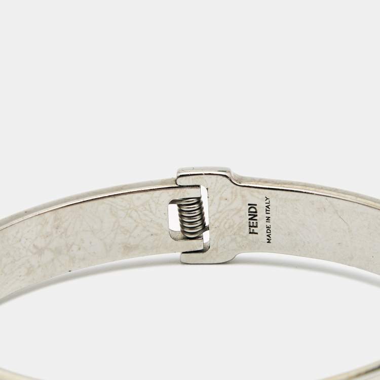 Pre Owned Fendi Fendista BiColor Enamel SIlver Tone Bracelet