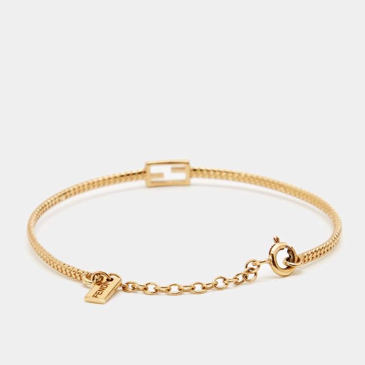 FENDI Fendi Gold Tone Baguette Bag Charm Bracelet