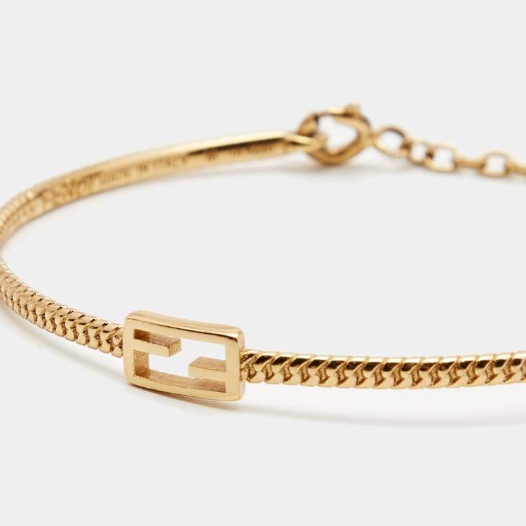Pre Owned Fendi Baguette Gold Tone Bracelet