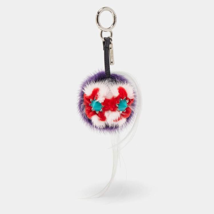 Pre Owned Fendi Multicolor Fox Fur and Leather Mawhawk Monster Bag Charm