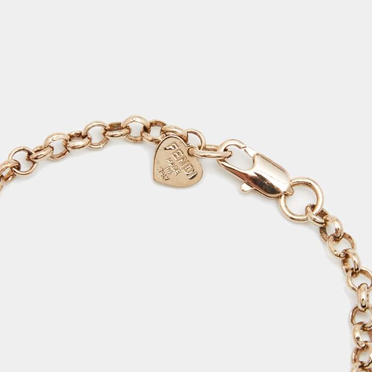 Pre Owned Fendi Identification Gold Tone Charm Bracelet