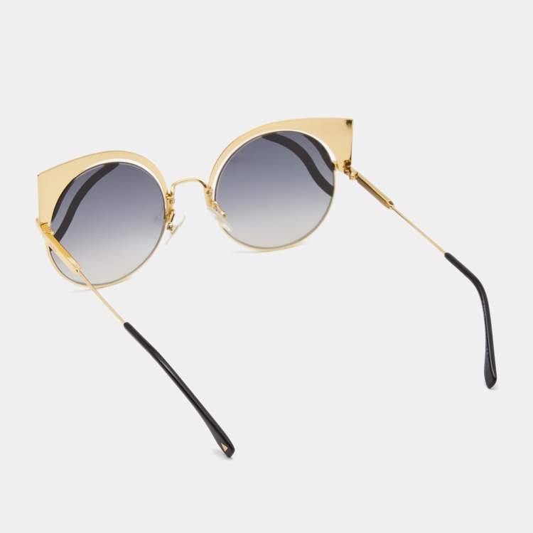 Pre Owned Fendi Gold/Black Hypnoshine Cat Eye Sunglasses