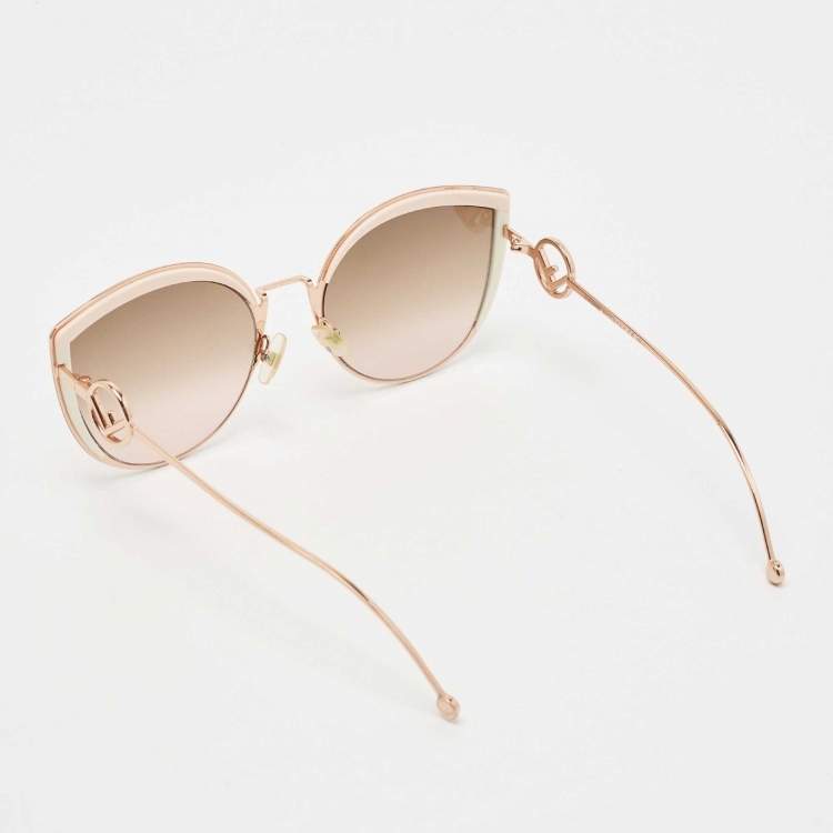 Pre Owned Fendi Copper Tone/ Brown Pink Gradient FF0290/S Oversize Cat-Eye Sunglasses