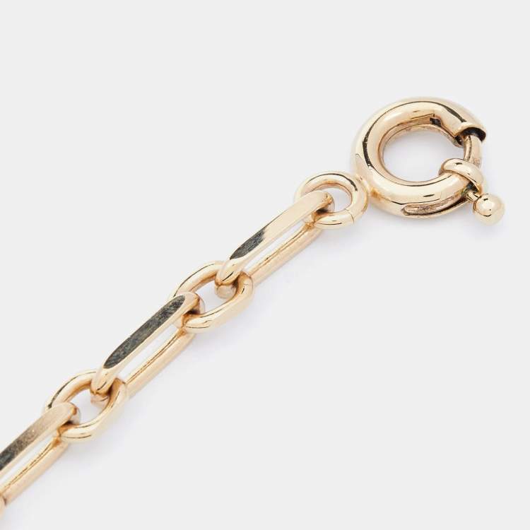 Pre Owned Fendi Gold Tone Chain Link Lock & Key Bracelet