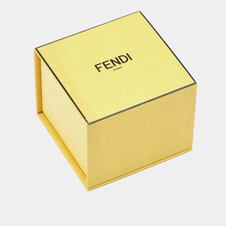 Pre Owned Fendi O'Lock Crystal Gold Tone Stud Earrings