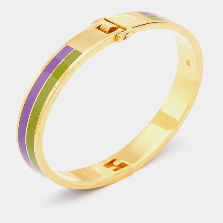 Pre Owned Fendi Gold Tone Bicolor Enamel Fendista Bracelet