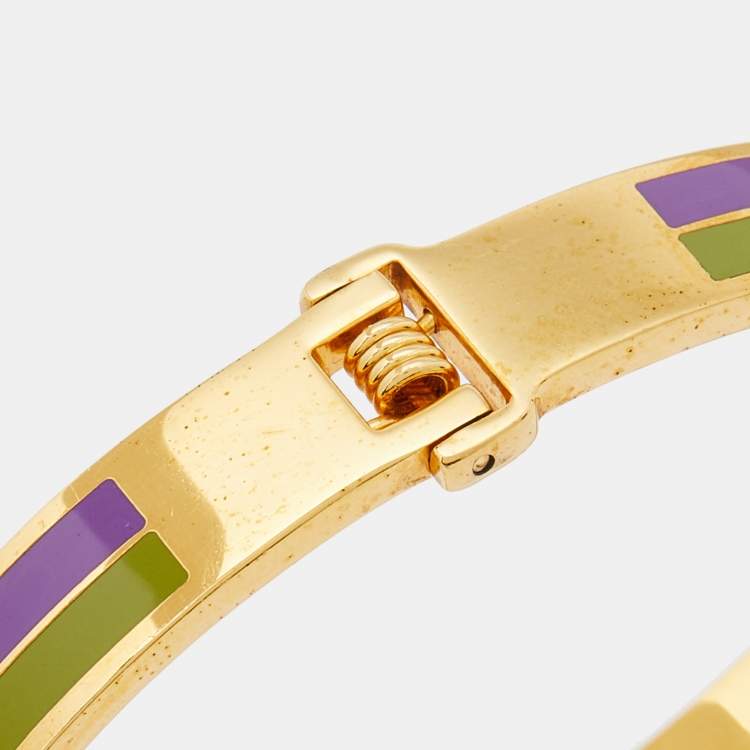 Pre Owned Fendi Gold Tone Bicolor Enamel Fendista Bracelet