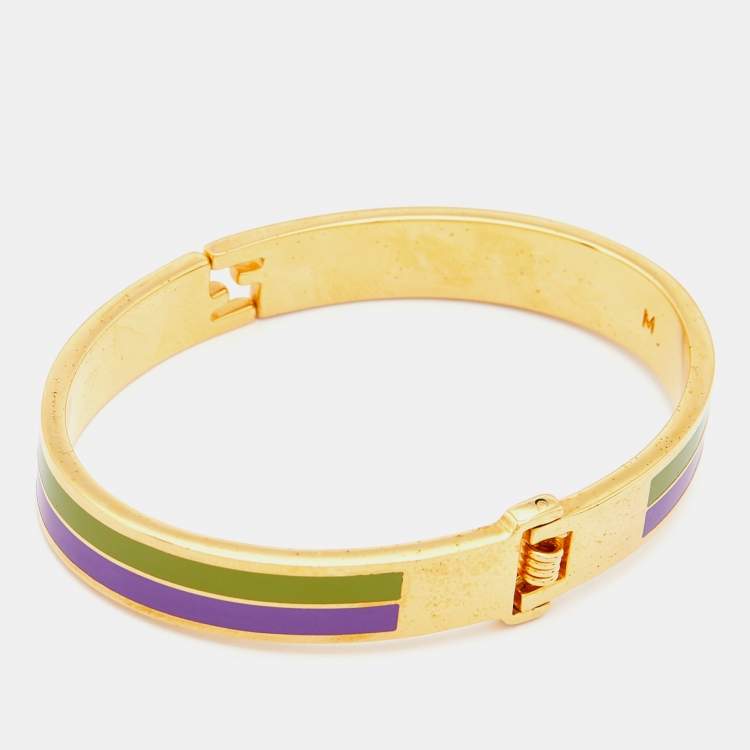 Pre Owned Fendi Gold Tone Bicolor Enamel Fendista Bracelet