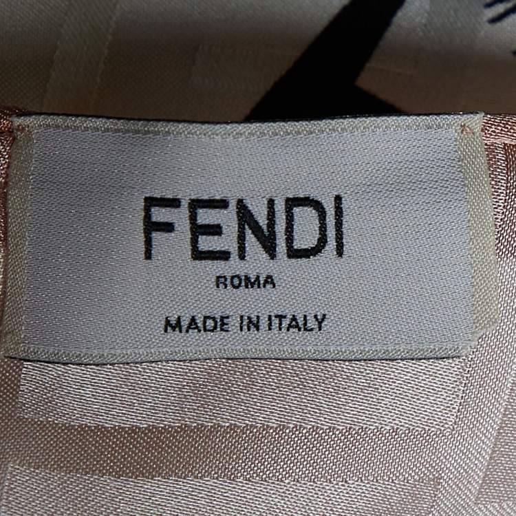 Pre Owned Fendi Beige Log Jacquard Silk Abstract Printed Silk Square Scarf
