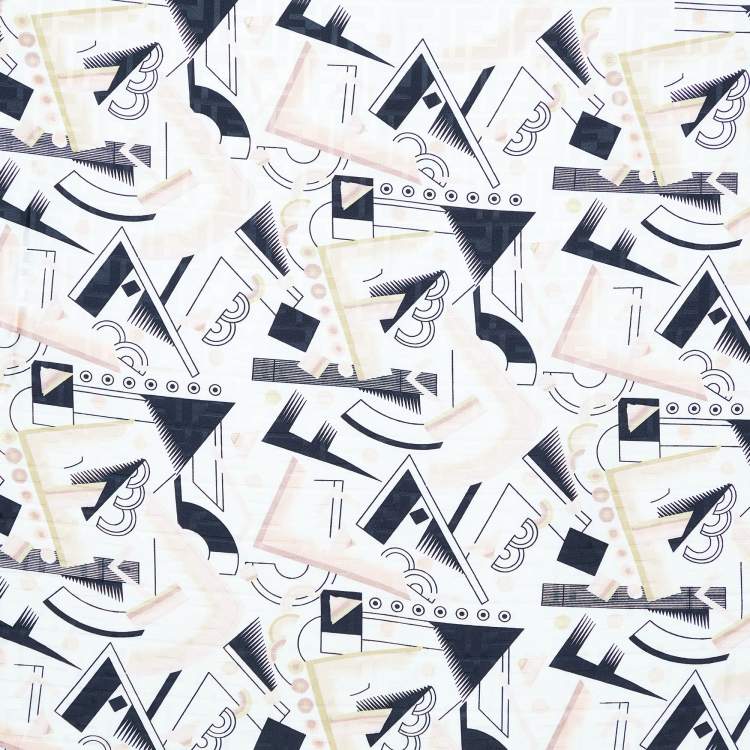 Pre Owned Fendi Beige Log Jacquard Silk Abstract Printed Silk Square Scarf