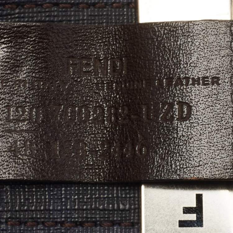 Pre Owned Fendi Tobacco/Blue Zucca Coated Canvas FF Plague Reversible Belt 120CM