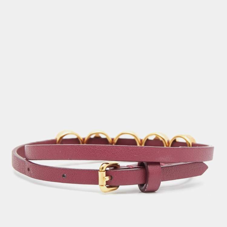 Pre Owned Fendi F is Fendi Leather Gold Tone Bracelet