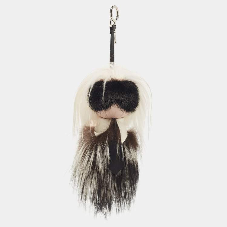 Pre Owned Fendi Multicolor Mink & Fox Fur Karlito Bag Charm