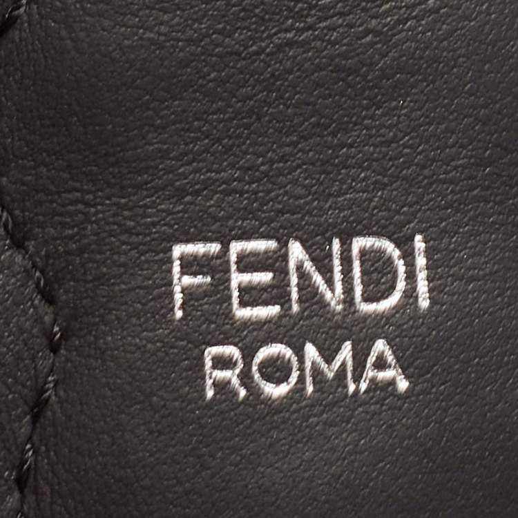 Pre Owned Fendi Black/Cream Leather and Watersnake Pearl Embellished Shoulder Bag Strap