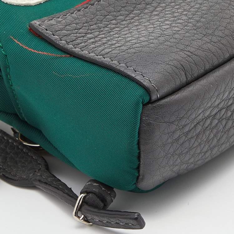 Pre Owned Fendi Multicolor Leather, Fur and Nylon Micro Monster Backpack Bag Charm