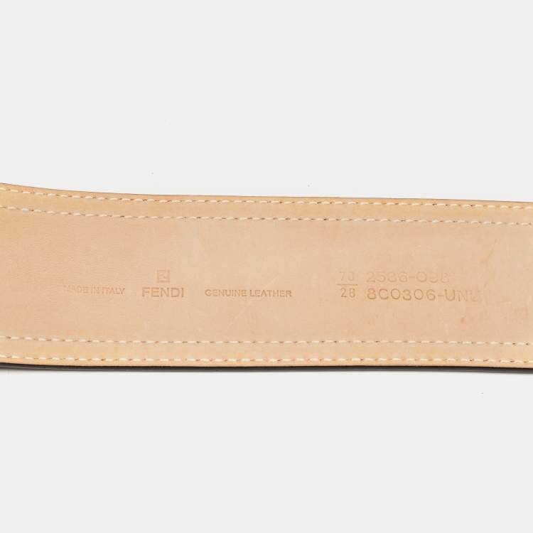 Pre Owned Fendi Black Patent Leather Buckle B Waist Belt 70CM