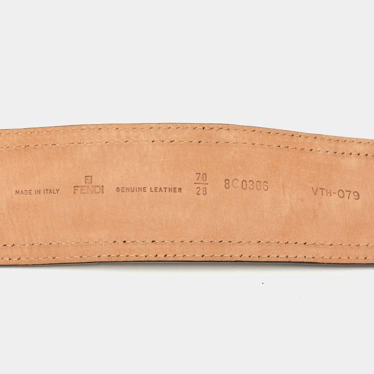 Pre Owned Fendi Gold Patent Leather Buckle B Waist Belt 70CM