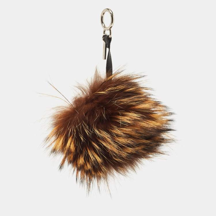 Pre Owned Fendi Brown Fox Fur Bag Bugs Bag Charm