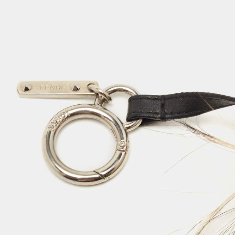 Pre Owned Fendi Cream/Red Fox Fur Zesty Bug Bag Charm