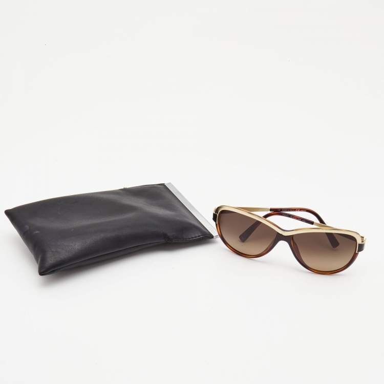 Pre Owned Fendi Brown/Gold Metal Frame Gradient Sunglasses