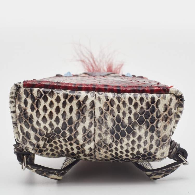 Pre Owned Fendi Multicolor Watersnake Leather and Fur Micro Monster Backpack Bag Charm