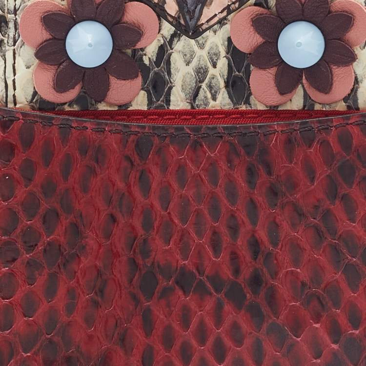 Pre Owned Fendi Multicolor Watersnake Leather and Fur Micro Monster Backpack Bag Charm