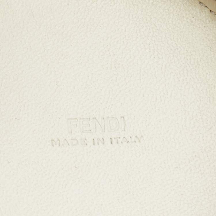 Pre Owned Fendi White Leather Mania Logo Help Bag Charm