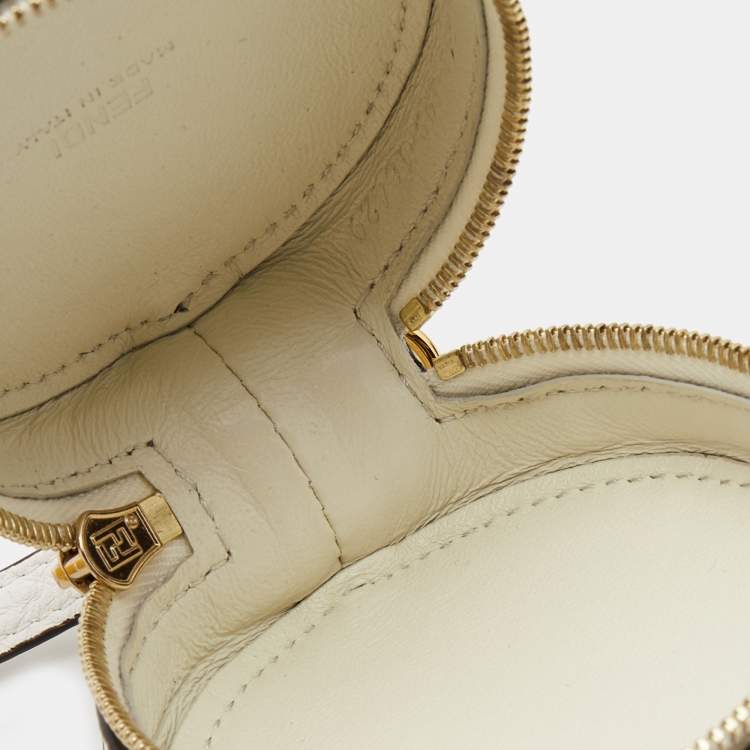 Pre Owned Fendi White Leather Mania Logo Help Bag Charm
