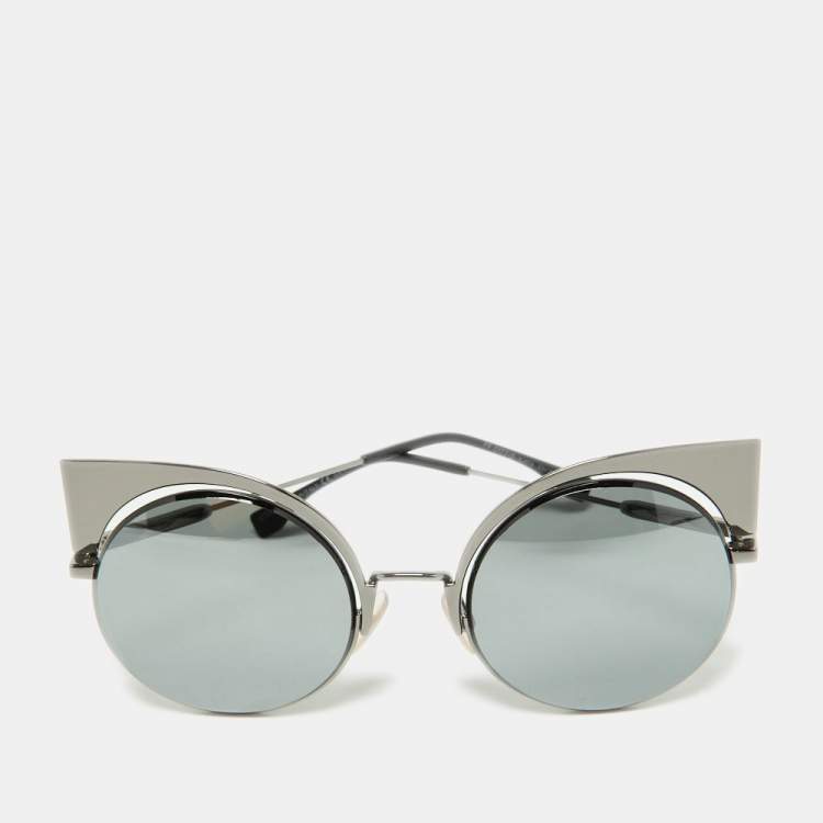 Pre Owned Fendi Gunmetal/Grey FF0177/S Cat-Eye Sunglasses