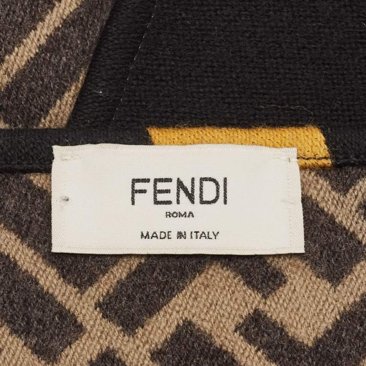 Pre Owned Fendi x Fila Black Fendi Mania Wool & Silk Scarf