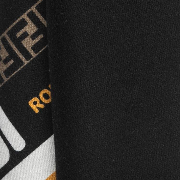 Pre Owned Fendi x Fila Black Fendi Mania Wool & Silk Scarf