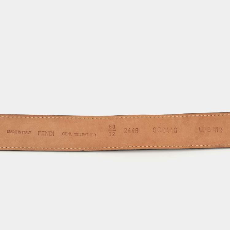 Pre Owned Fendi Black Leather FF Buckle Belt 80CM