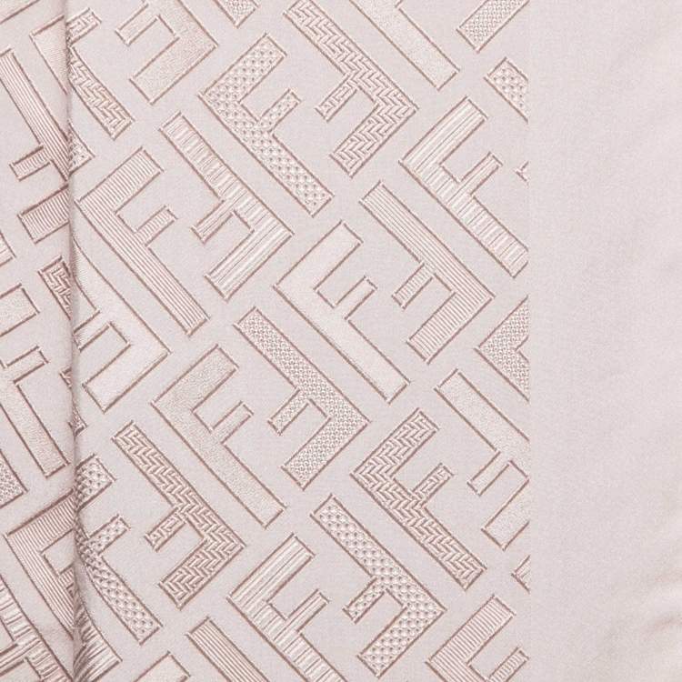 Pre Owned Fendi Pale Pink FF Logo Jacquard Silk Stole