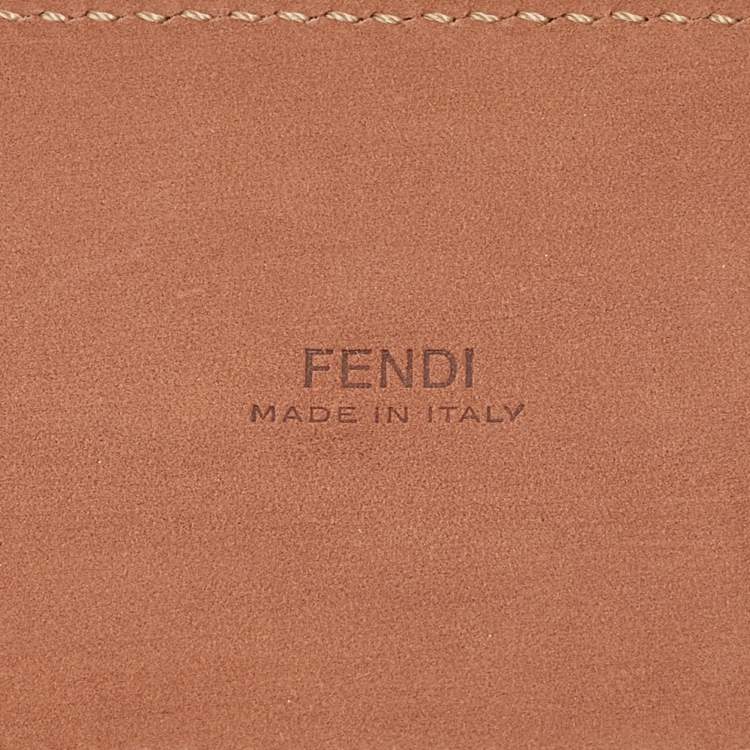 Pre Owned Fendi Brown Leather FF Wide Waist Buckle Belt 75CM