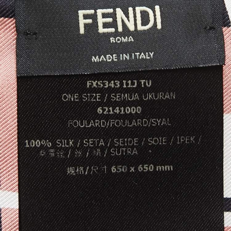 مملوكة مسبقًا Fendi Pink/Black Cat Print Silk Scarf